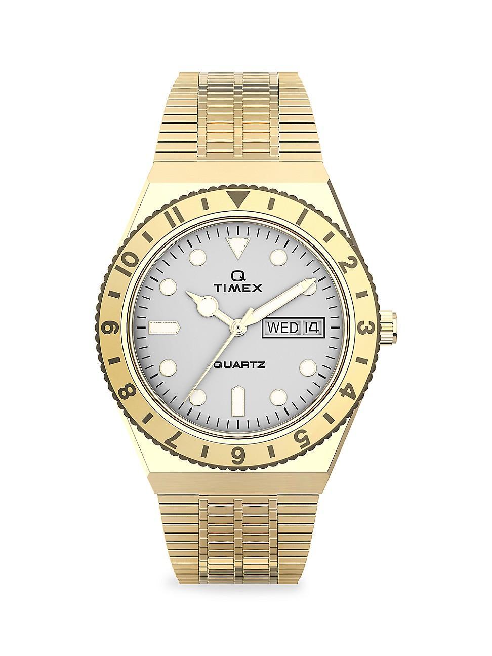 Mens Q Timex Goldtone Stainless Steel Bracelet Watch Product Image