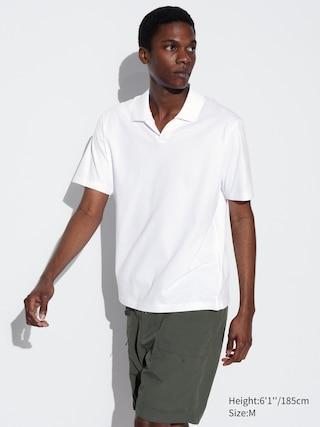 Mens Airism Cotton Jersey Skipper Polo Shirt with Quick-Drying White XL UNIQLO US Product Image