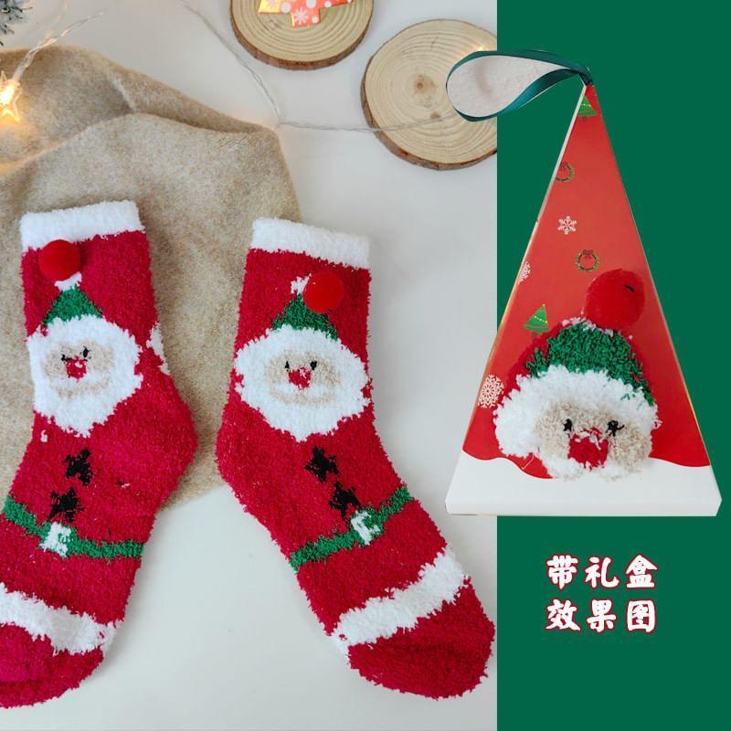 Christmas Cartoon Pom Pom Fleece Socks Product Image