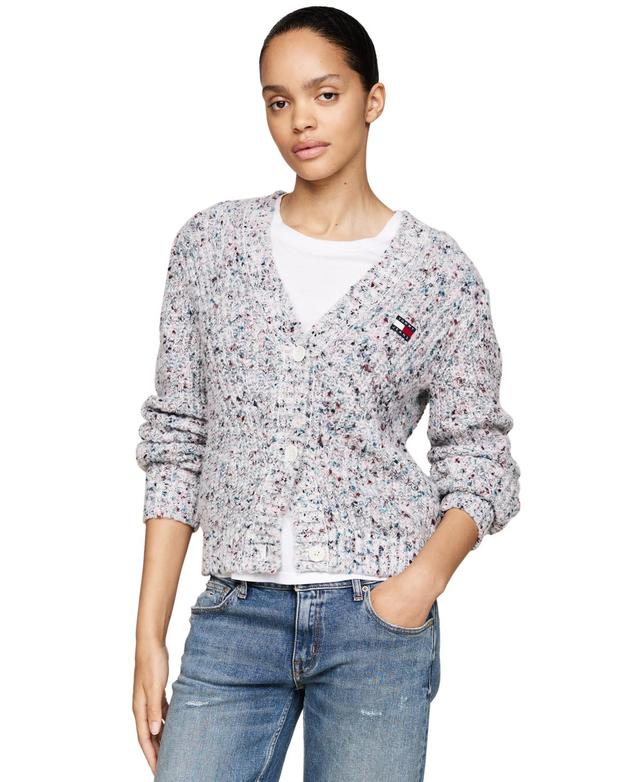 Tommy Jeans Womens Marled V-Neck Cardigan Sweater Product Image