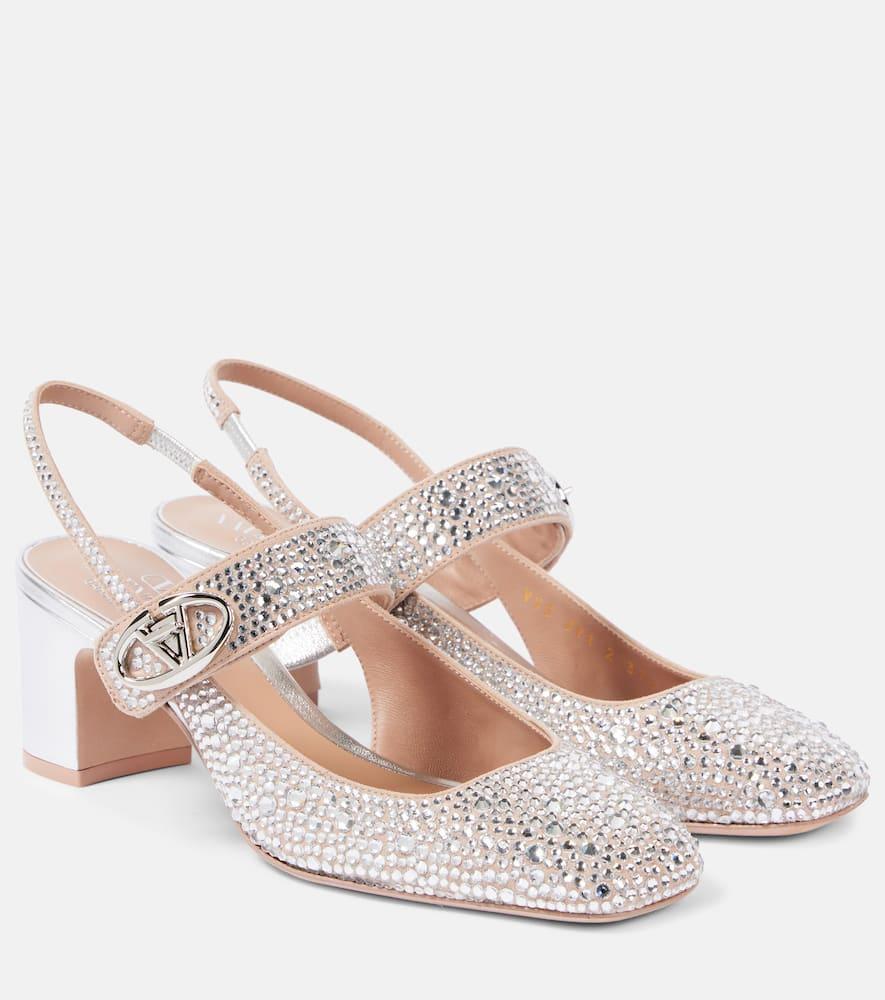 Vlogo Locker Embellished Slingback Pumps In Silber Product Image