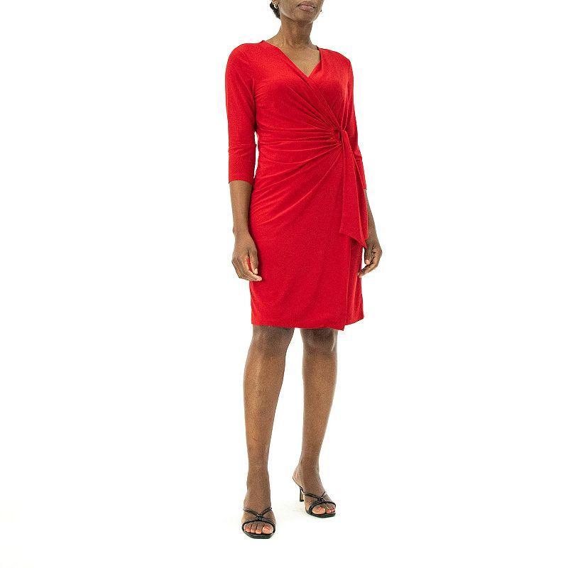 Womens Nina Leonard Faux-Wrap Dress Product Image