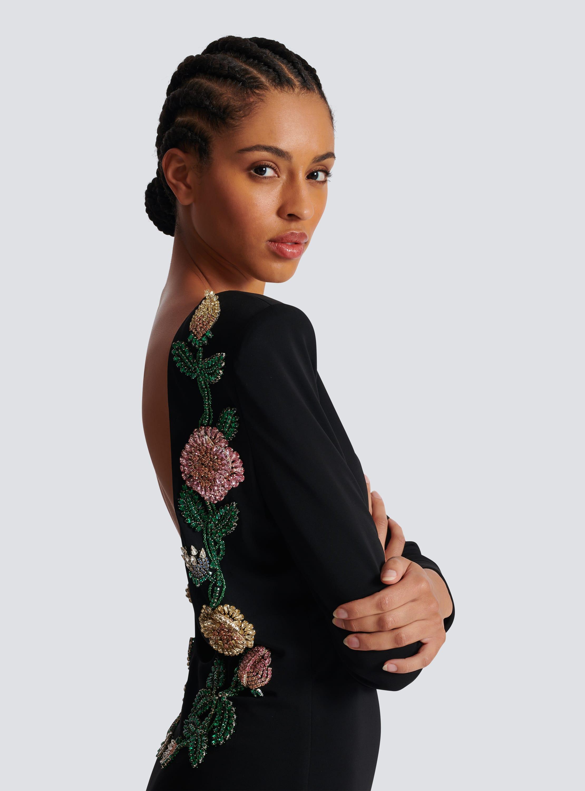 Long backless dress with Roses embroidery Product Image