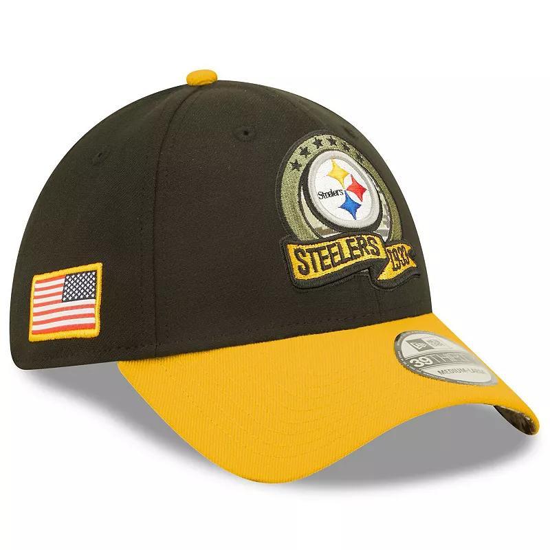 Mens New Era Black/Yellow Pittsburgh Steelers 2022 Salute To Service 39THIRTY Flex Hat Product Image