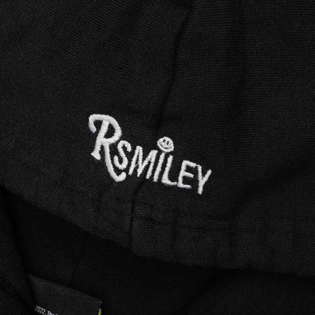 Raf Simons x Smiley Print Destroy Washed Regular Fit Hoodie - Black Male Product Image