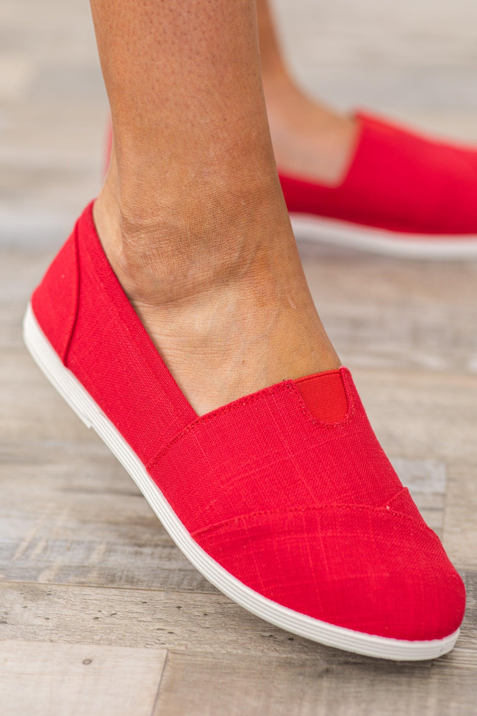 Red Slip On Linen Flats Product Image