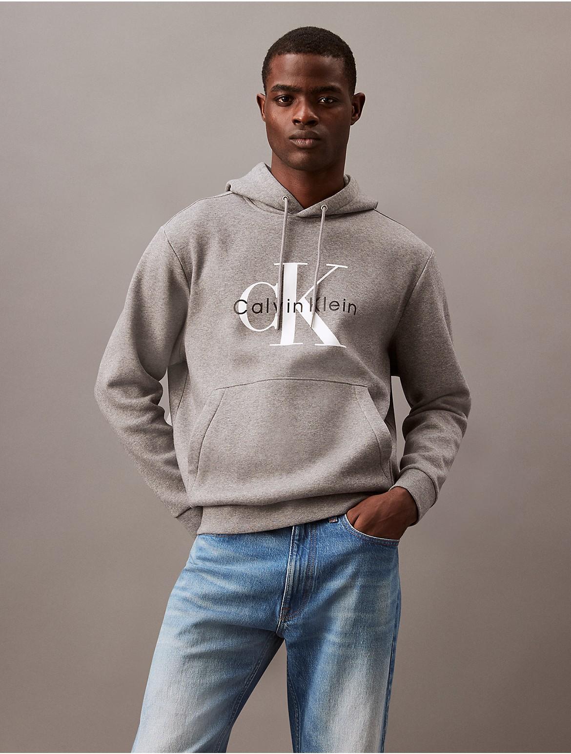 Calvin Klein Mens Monogram Logo Fleece Hoodie - Black - XL Product Image