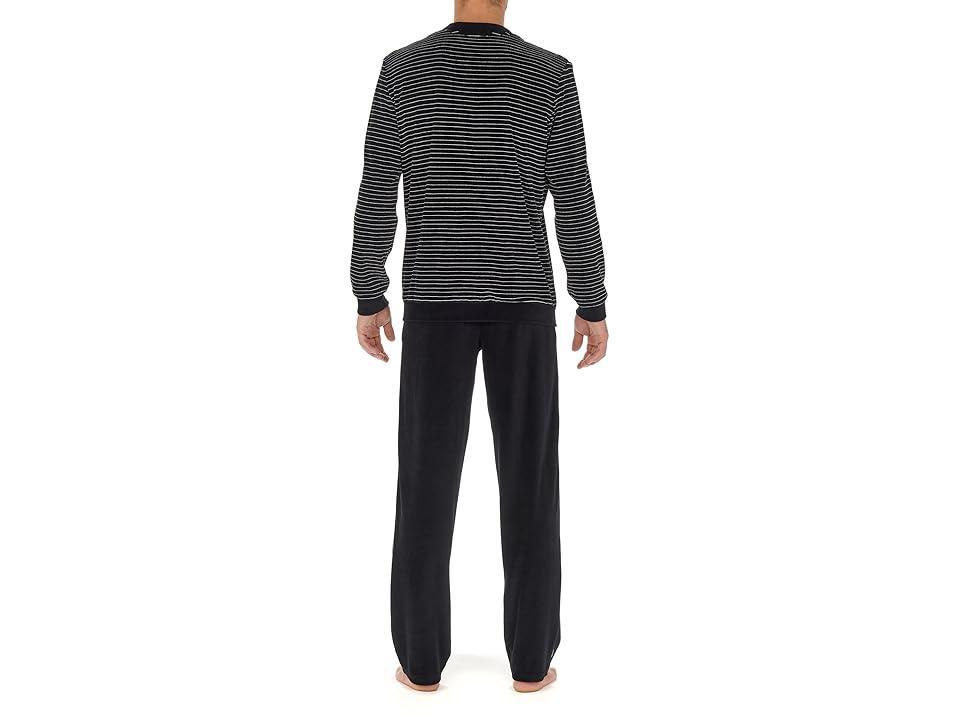 HOM Norman Velvet Homewear Set (Black/White Stripes) Men's Pajama Sets Product Image