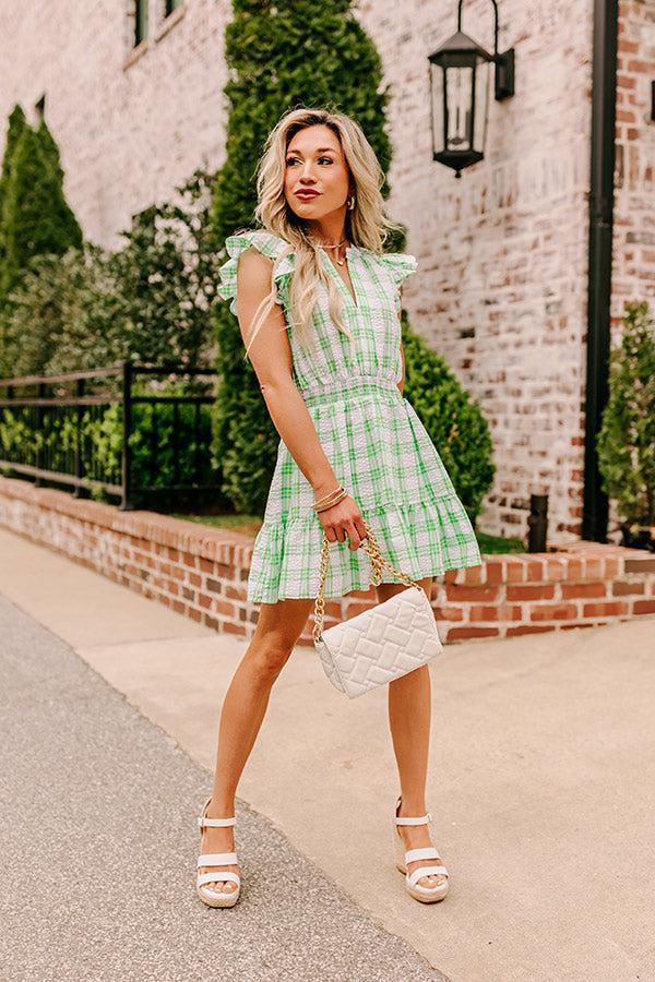 Parkside Picnic Gingham Romper in Lime Product Image