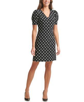 Puff-Sleeve Shift Dress Product Image