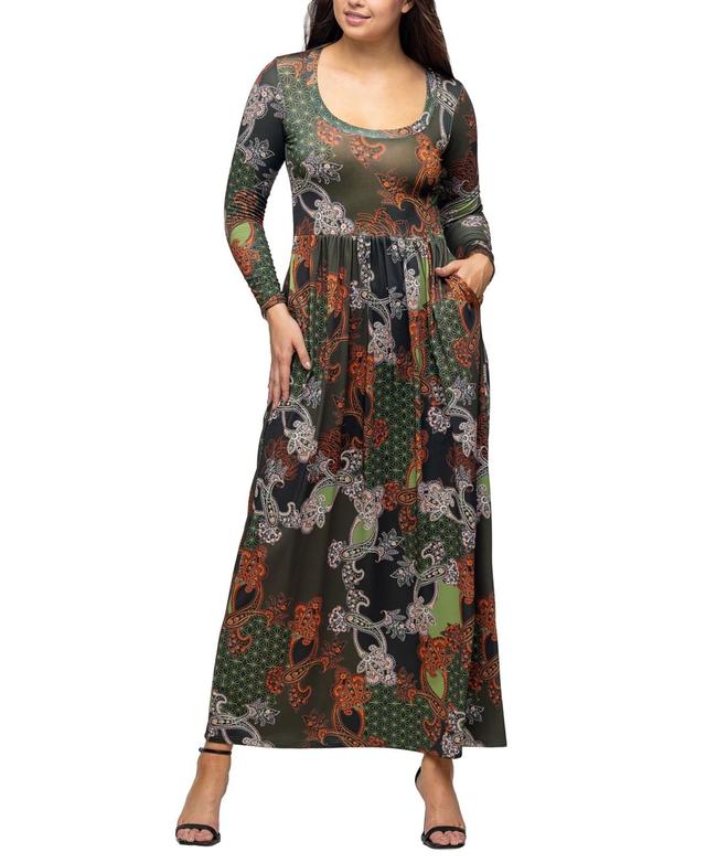 Womens 24Seven Comfort Apparel Long Sleeve Empire Waist Pocket Maxi Dress Product Image