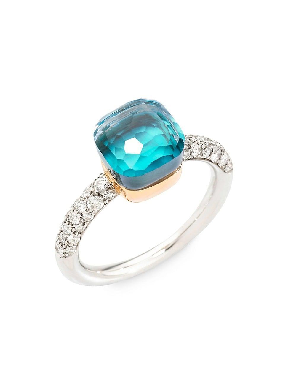 Womens Nudo 18K Two-Tone Gold & Sky Blue Topaz Doublet & Diamond Petite Ring Product Image