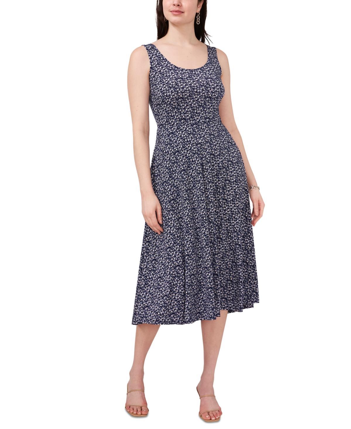 Msk Womens Printed Scoop-Neck Sleeveless Midi Dress Product Image