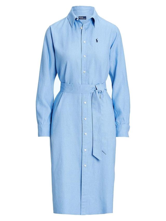 Womens Linen Belted Shirtdress Product Image