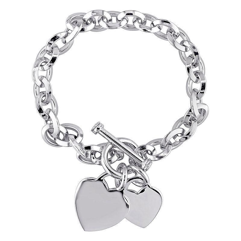 Bloom by Stella Grace Silver Heart Charm Toggle Bracelet, Womens Grey Product Image