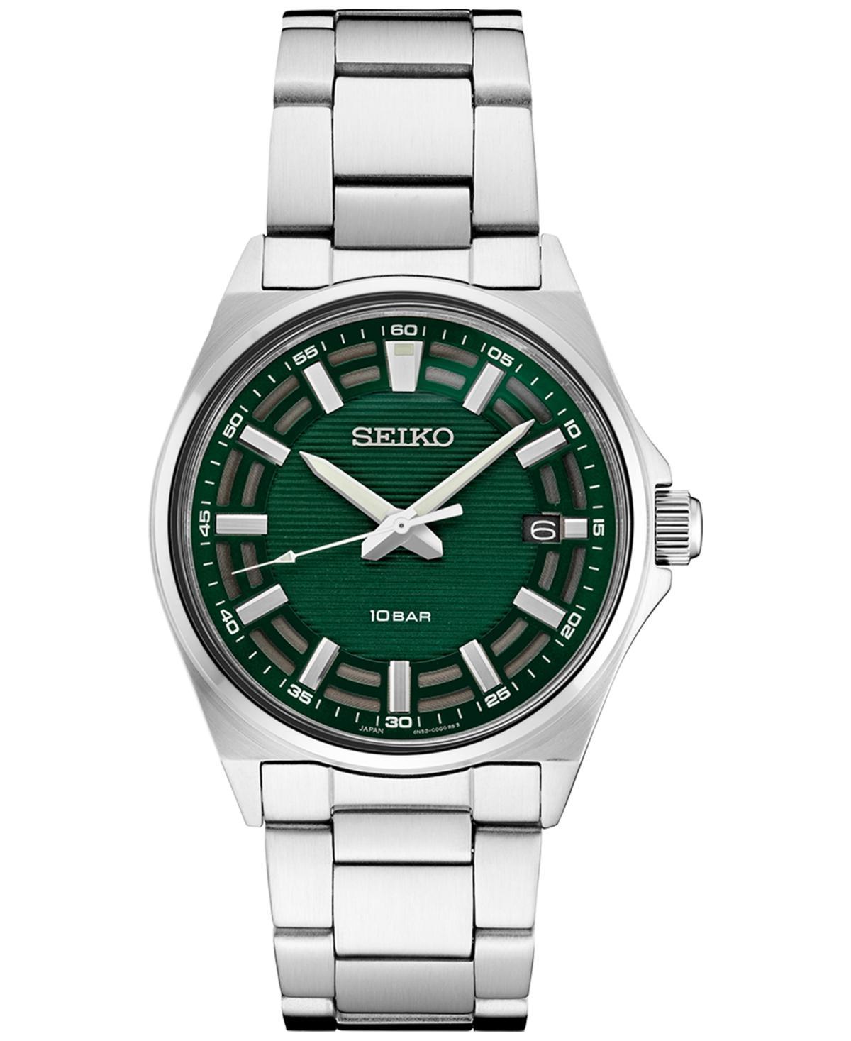 Seiko Essentials Mens Stainless Steel Bracelet Watch Green Product Image