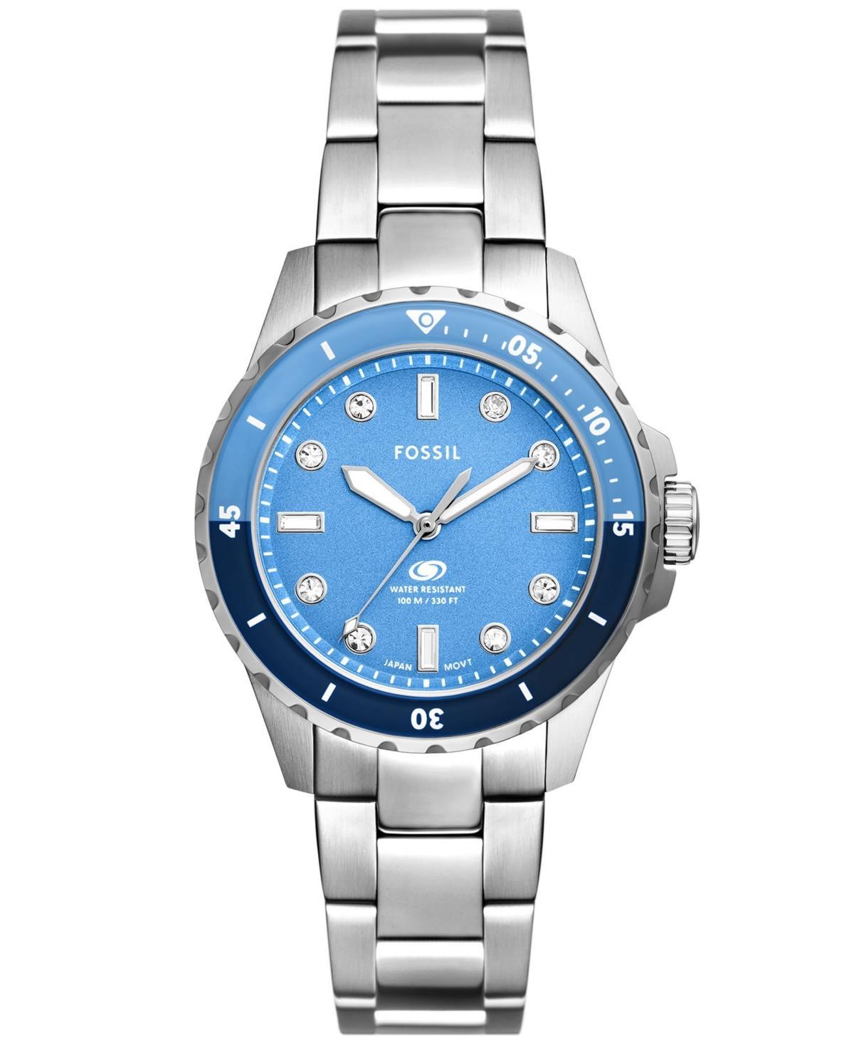 Fossil Womens Blue Dive Three-Hand Stainless Steel Watch 36mm Product Image