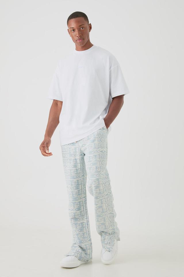 Man Oversized Extended Neck T-shirt & Jacquard Sweatpants Set | boohooMAN USA Product Image