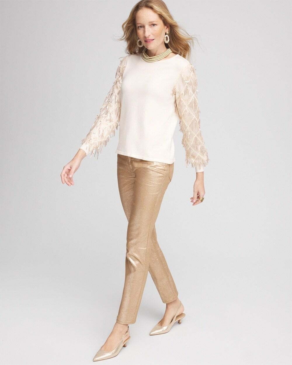 Sequin Ruffle Pullover Sweater Product Image