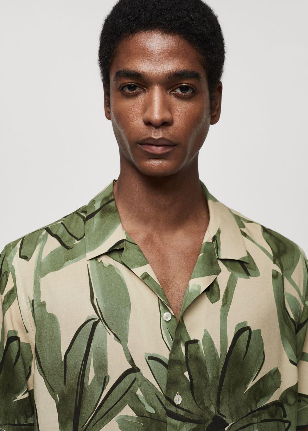 MANGO MAN - Regular fit tropical print shirt greenMen Product Image