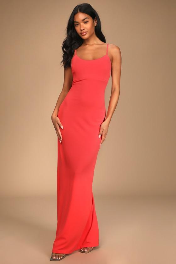 Boldest Romance Coral Pink Sleeveless Maxi Dress Product Image