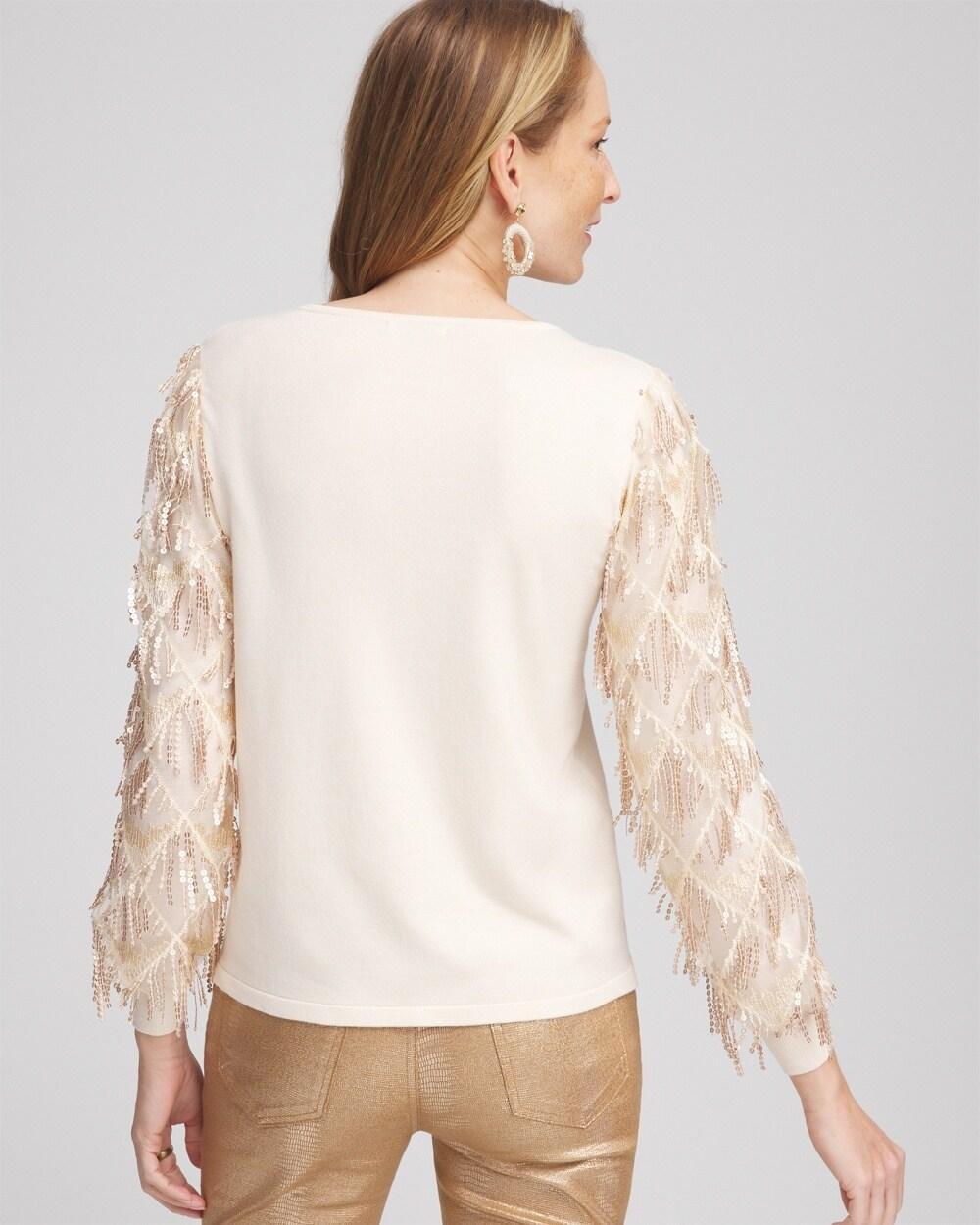 Sequin Ruffle Pullover Sweater Product Image