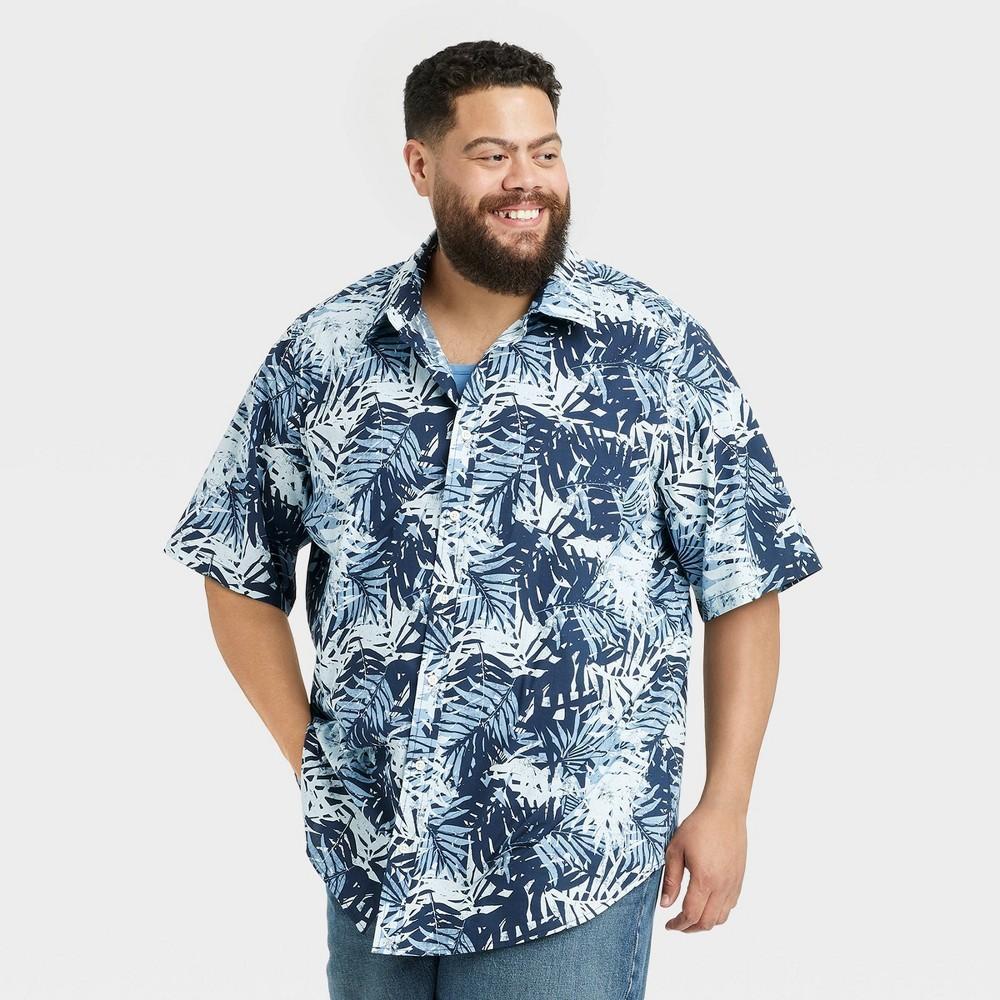 Mens Big & Tall Regular Fit Short Sleeve Button-Down Shirt - Goodfellow & Co Aqua Blue 3XLT Product Image