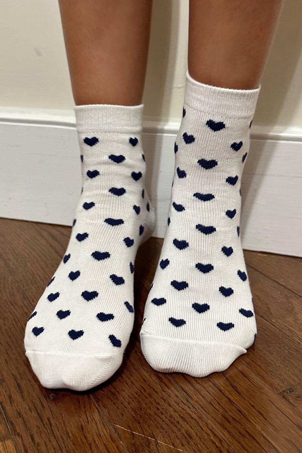 Navy Heart Socks Product Image