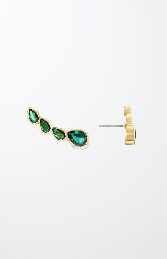 Ettika Womens Teardrop Crystal Three-In-One Ear Crawlers - Green Product Image