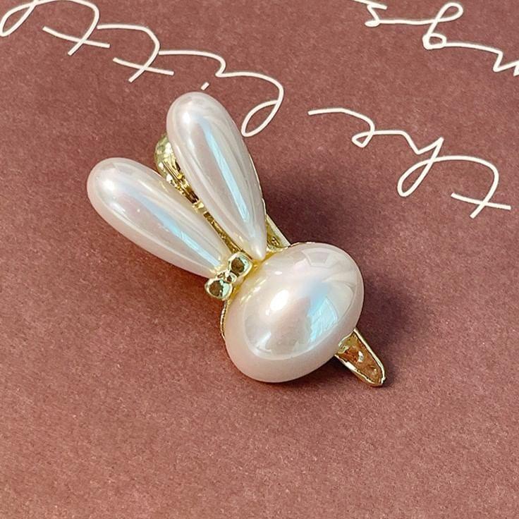 Rabbit Faux Pearl Alloy Hair Clip Product Image