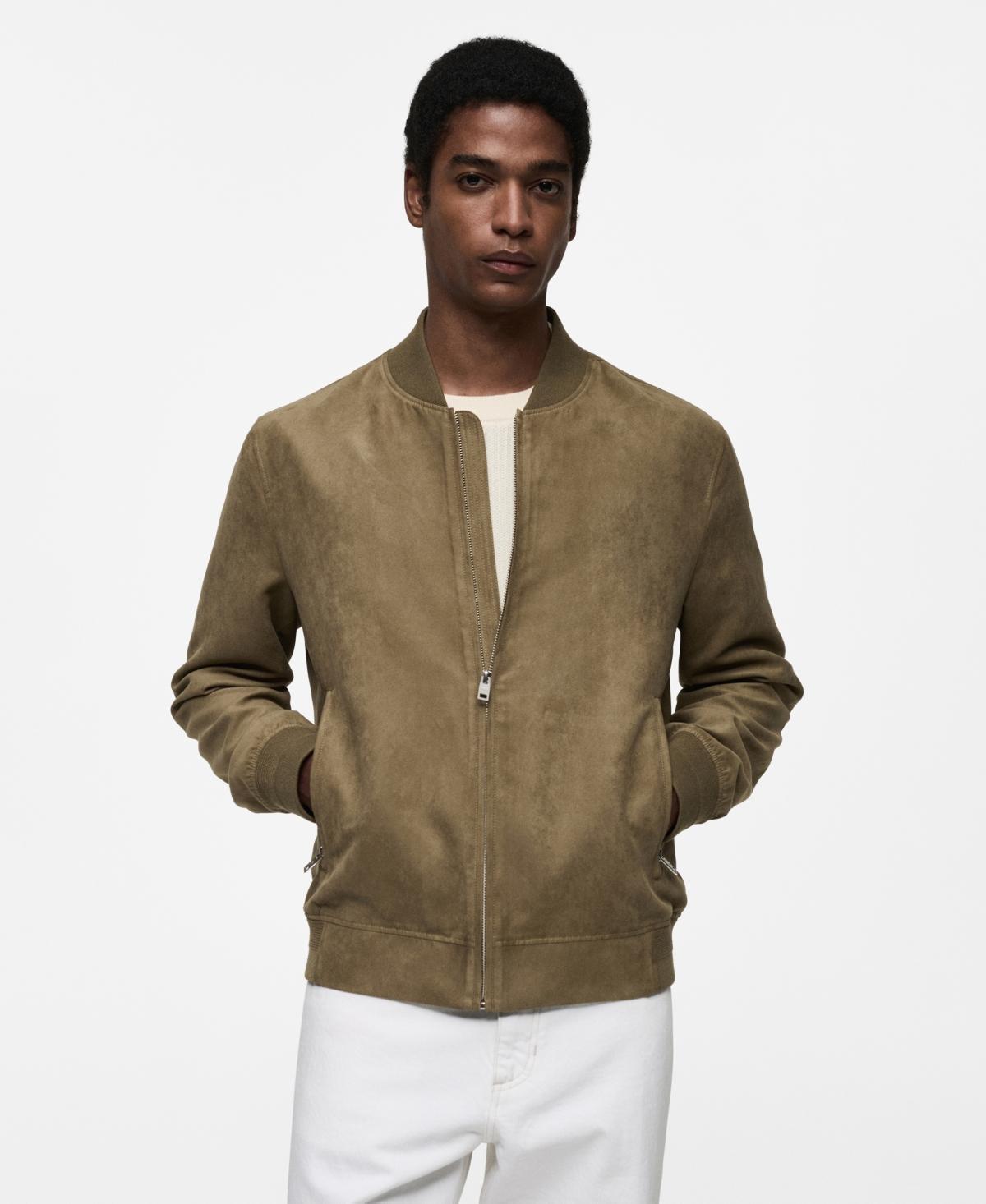 MANGO MAN - Suede-effect bomber jacket dark navyMen Product Image