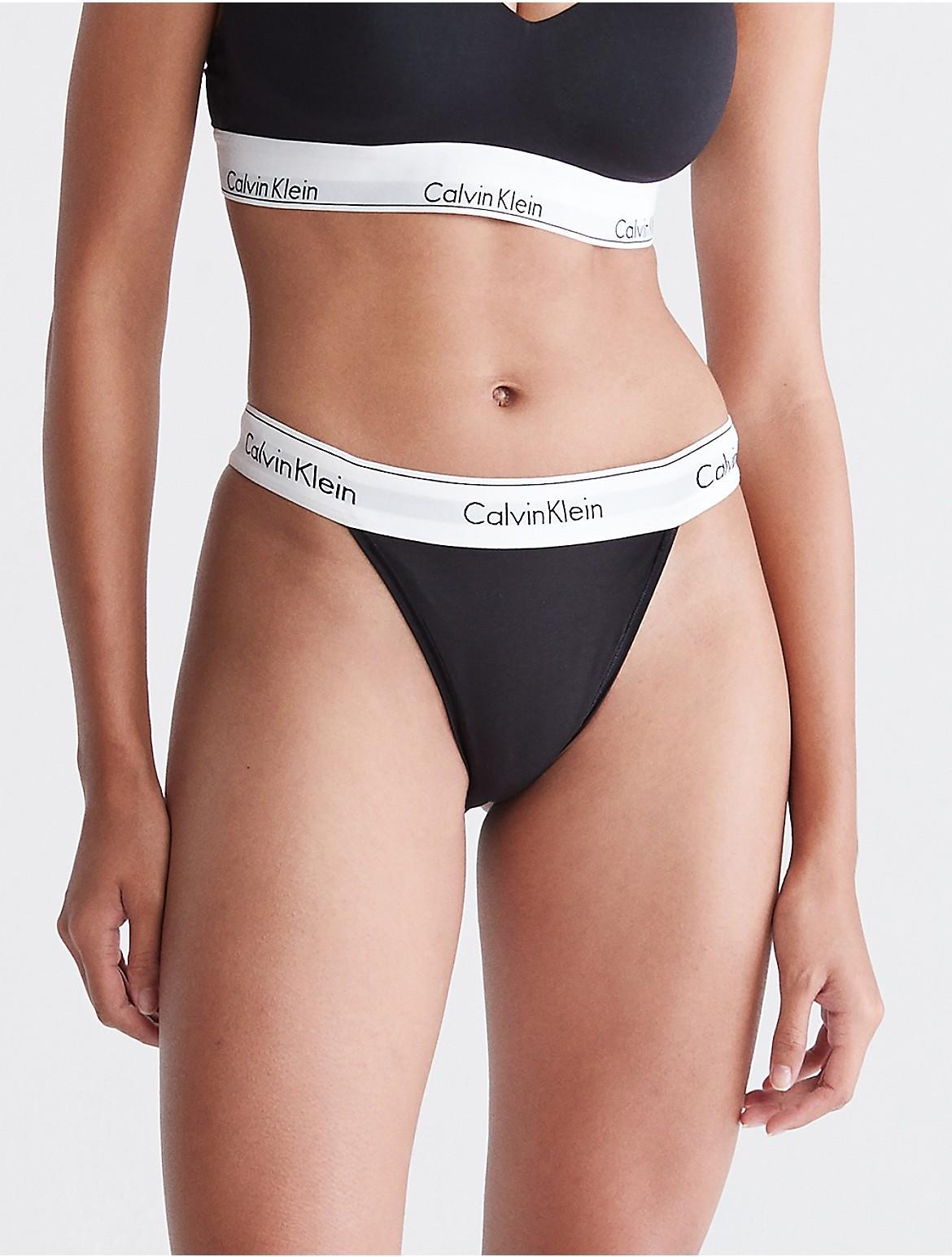 Calvin Klein Womens Modern Cotton High Leg Tanga - Black - XL Product Image