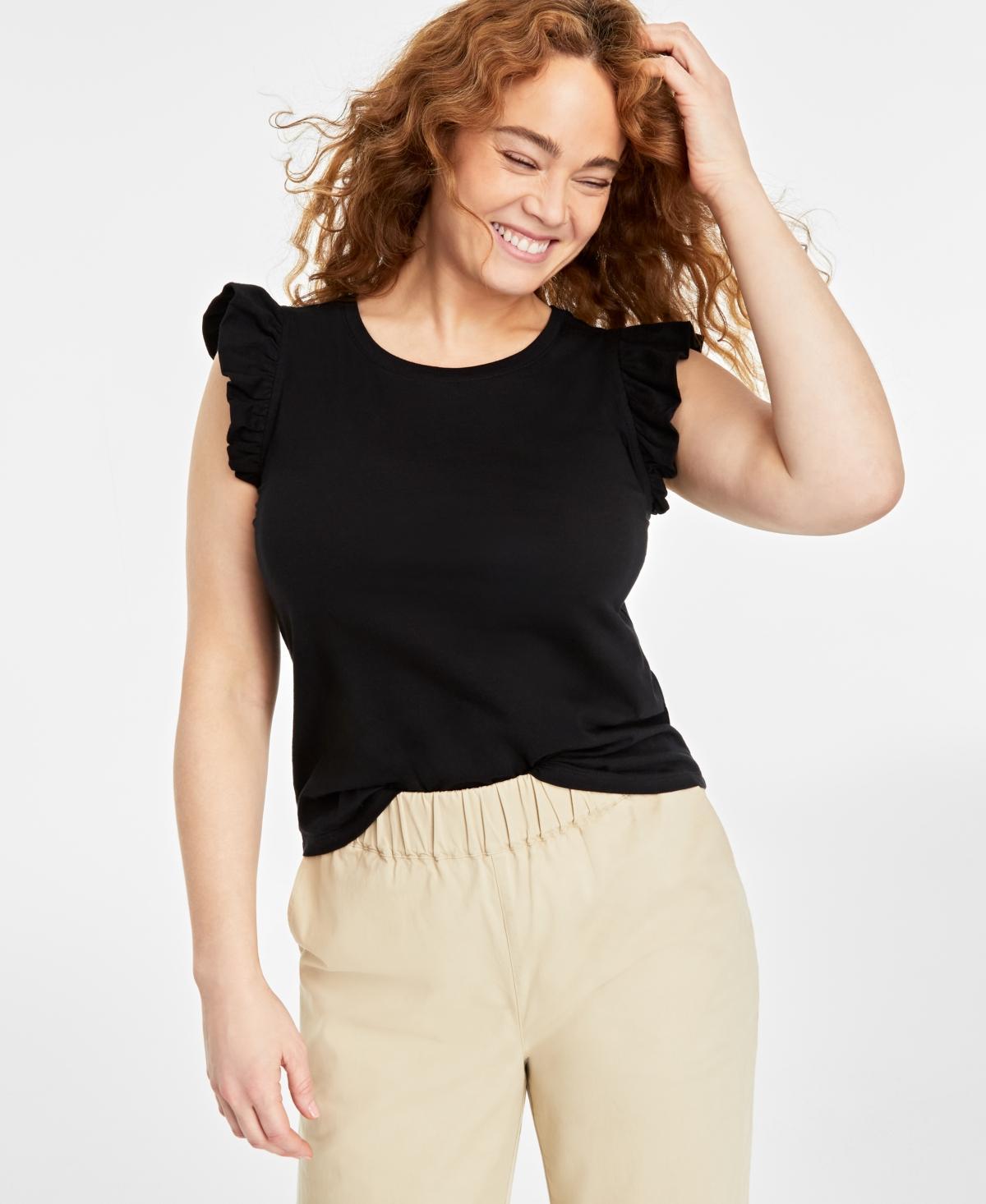 On 34th Womens Flutter-Sleeve Crewneck T-Shirt, Created for Macys Product Image