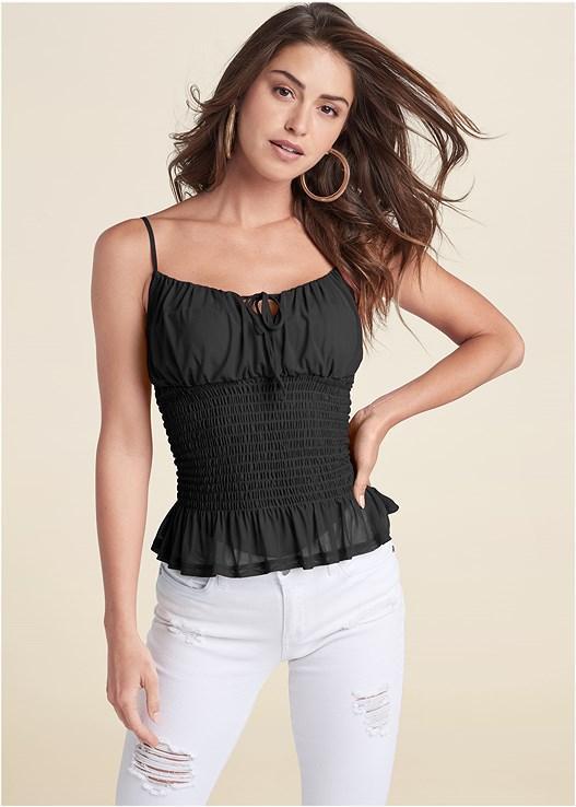 Smocked Mesh Top Product Image