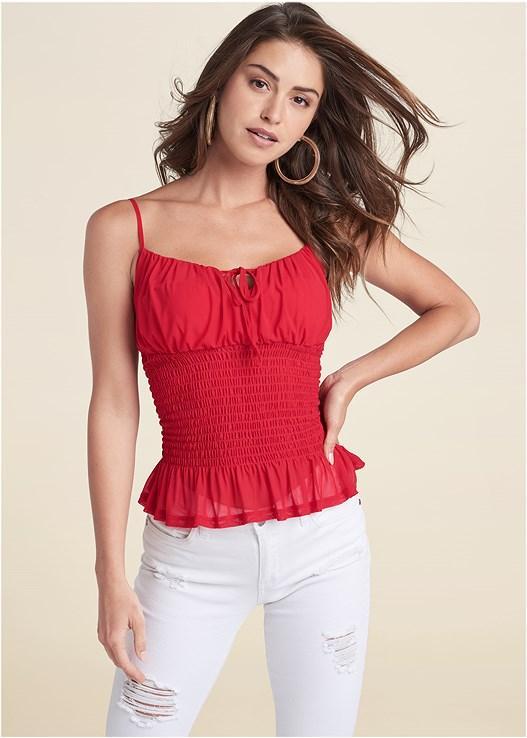 Smocked Mesh Top Product Image