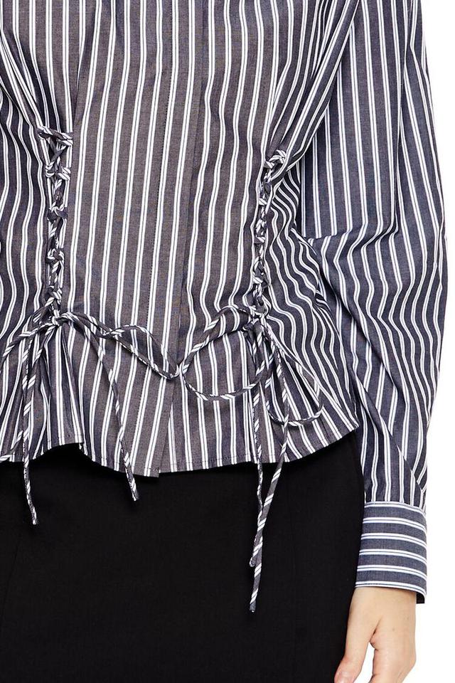 Striped Poplin Lace-Up Shirt | Forever 21 Product Image