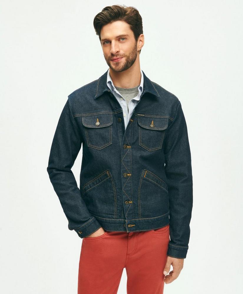 Dark Rinse Denim Trucker Jacket Product Image