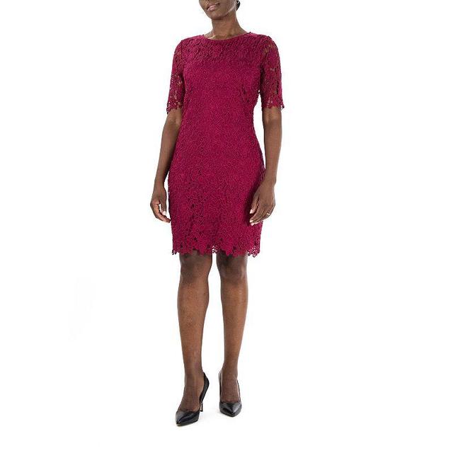 Womens Nina Leonard Floral Lace Sheath Cocktail Dress Product Image