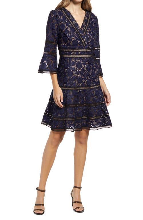 Womens Floral Jacquard Lattice Trim Fit & Flare Midi-Dress Product Image