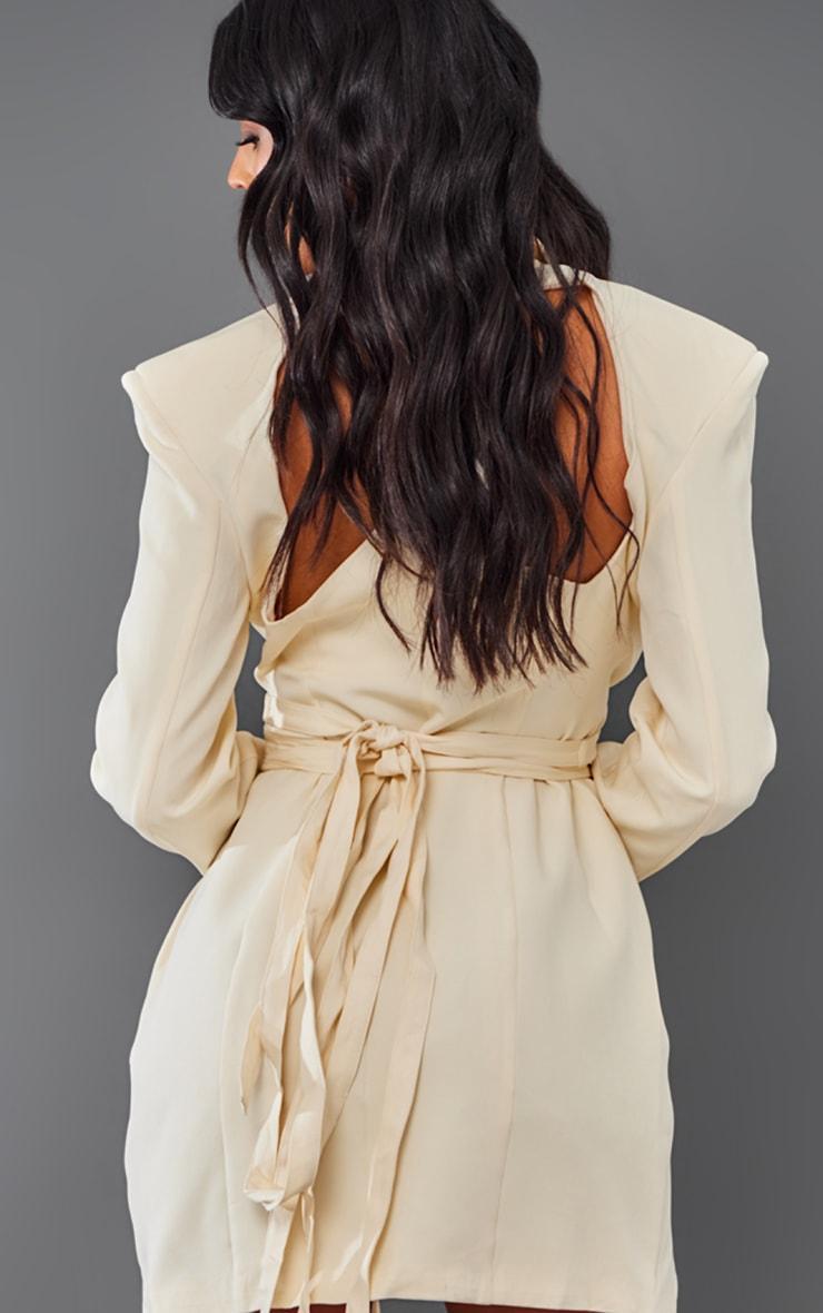 Tall Cream Wrap Around Blazer Dress Product Image