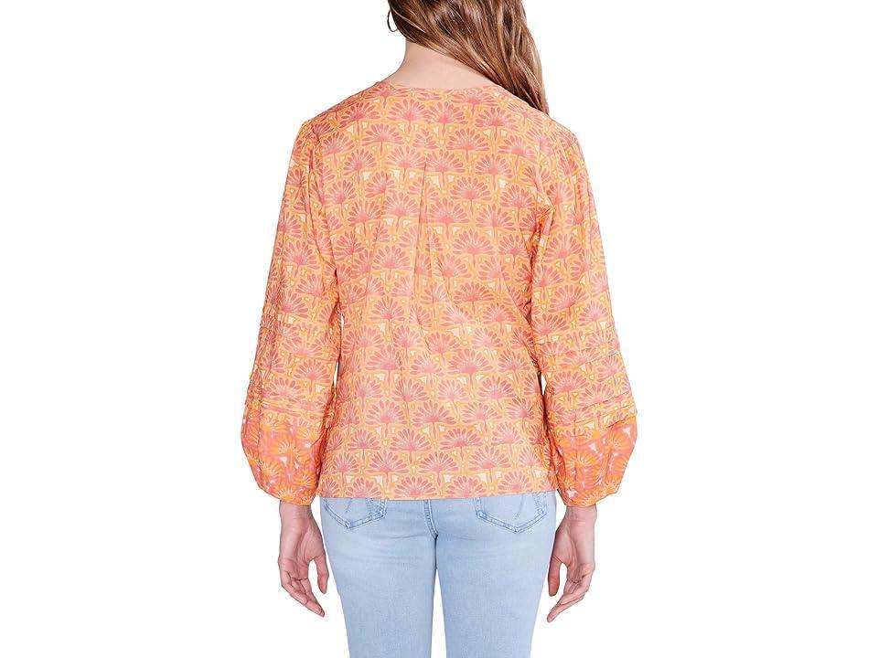 NIC+ZOE Swan Rays Tie Neck Cotton Blouse Product Image