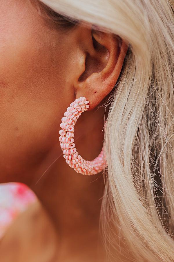 Looking Sassy Hoop Earrings In Light Pink Product Image