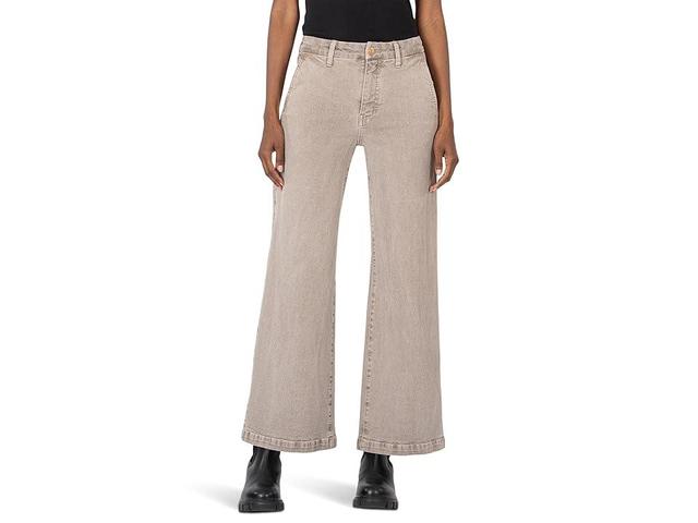 KUT from the Kloth Meg High Rise Fab Ab Wide Leg Slash Frt Pockets (Coffee Cream) Women's Jeans Product Image