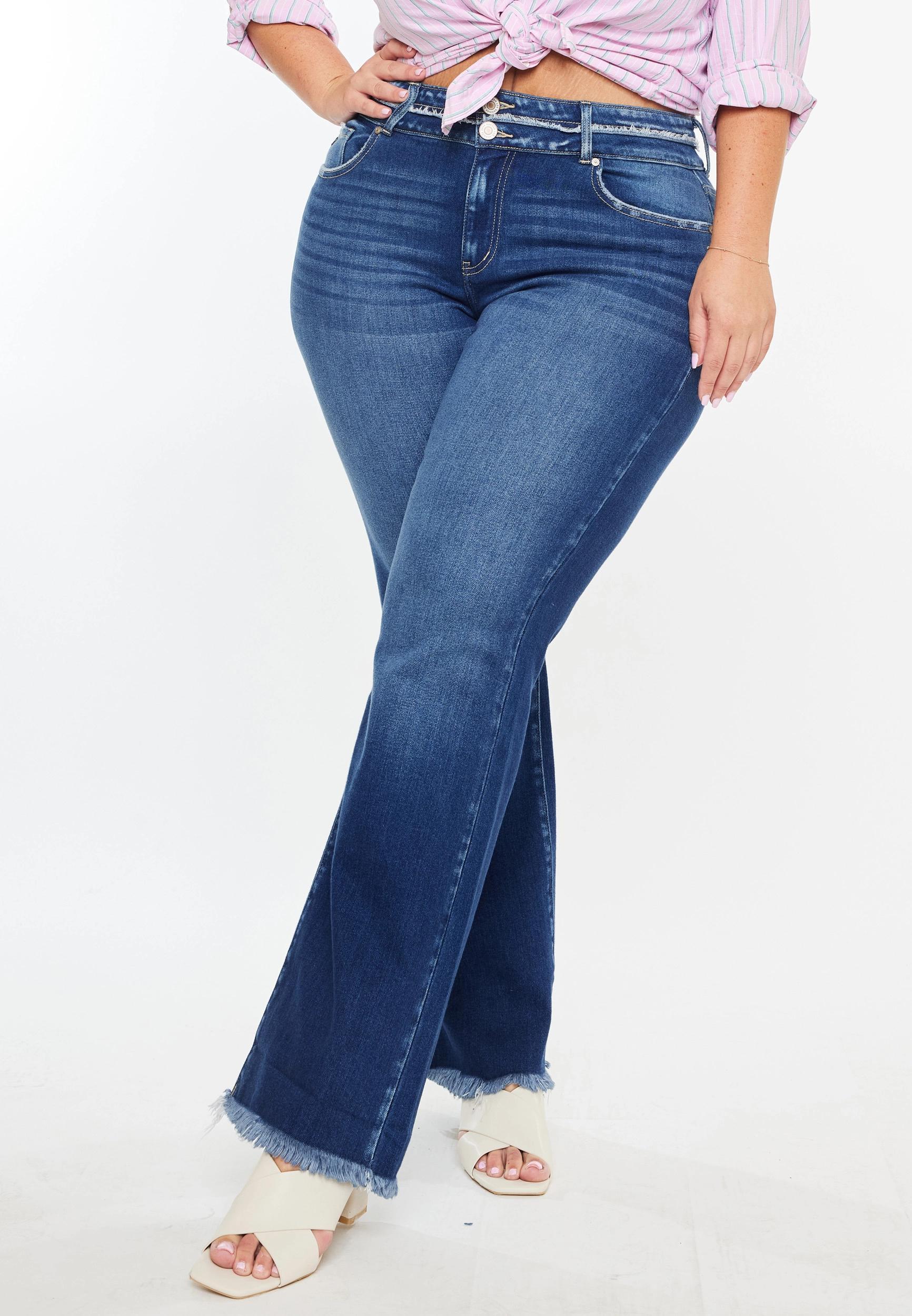 Kancan Plus Size Kancan Womens High Rise Curvy Double Button Bootcut Jeans Blue Size 22W - Maurices Product Image