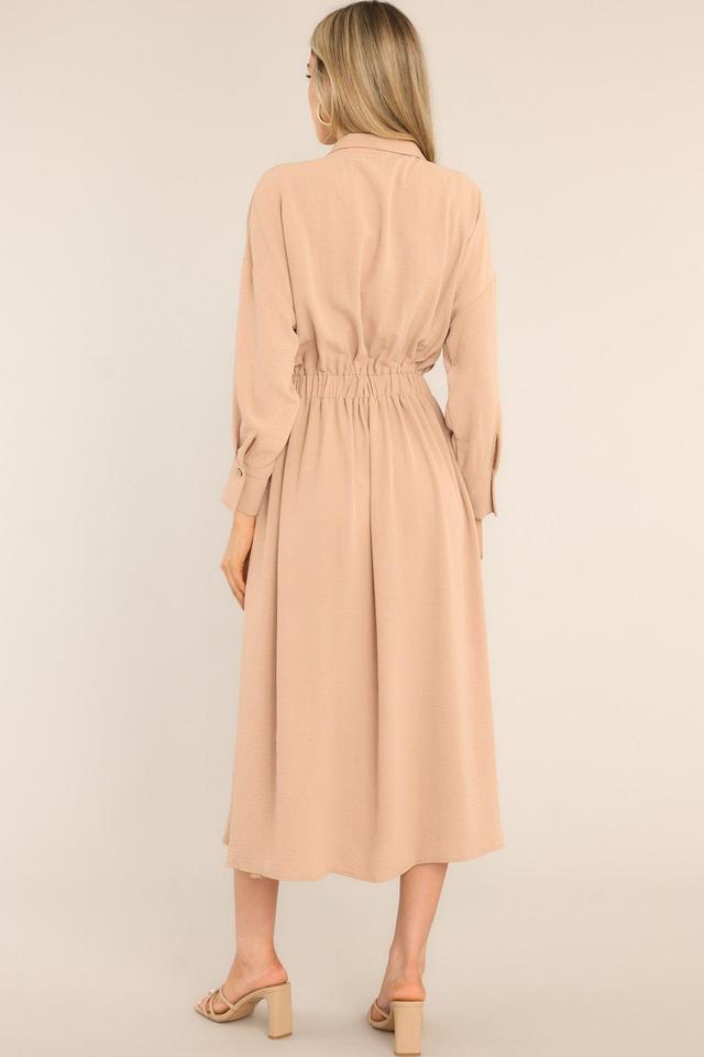 Cherish Now Beige Button Front Midi Dress Product Image