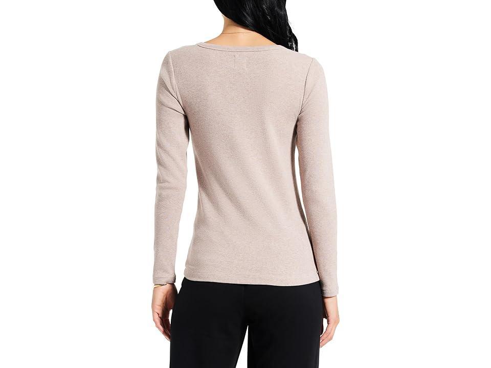 NIC+ZOE Perfect Knit Rib Long Sleeve V-Neck (Macaroon) Women's Clothing Product Image