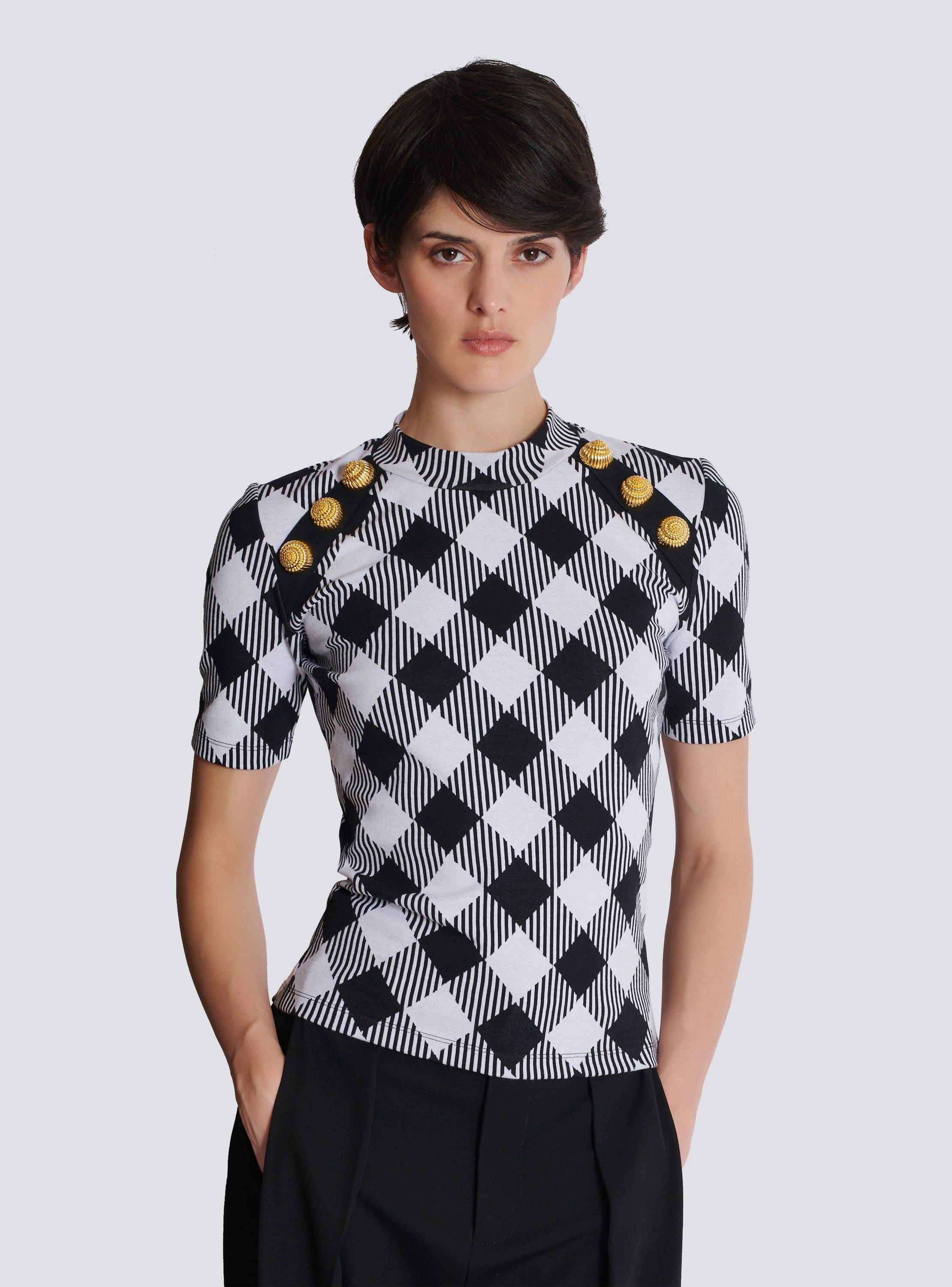 Gingham button T-shirt Product Image