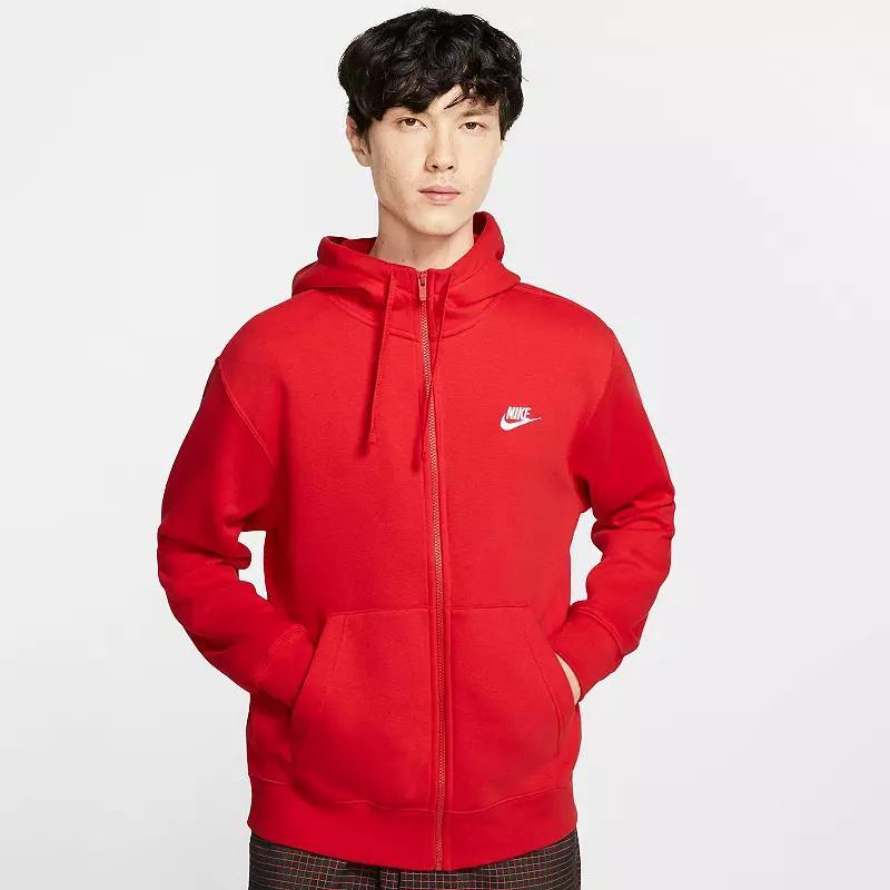 Nike Mens Nike Club Full-Zip Hoodie - Mens White/Midnight Navy Product Image