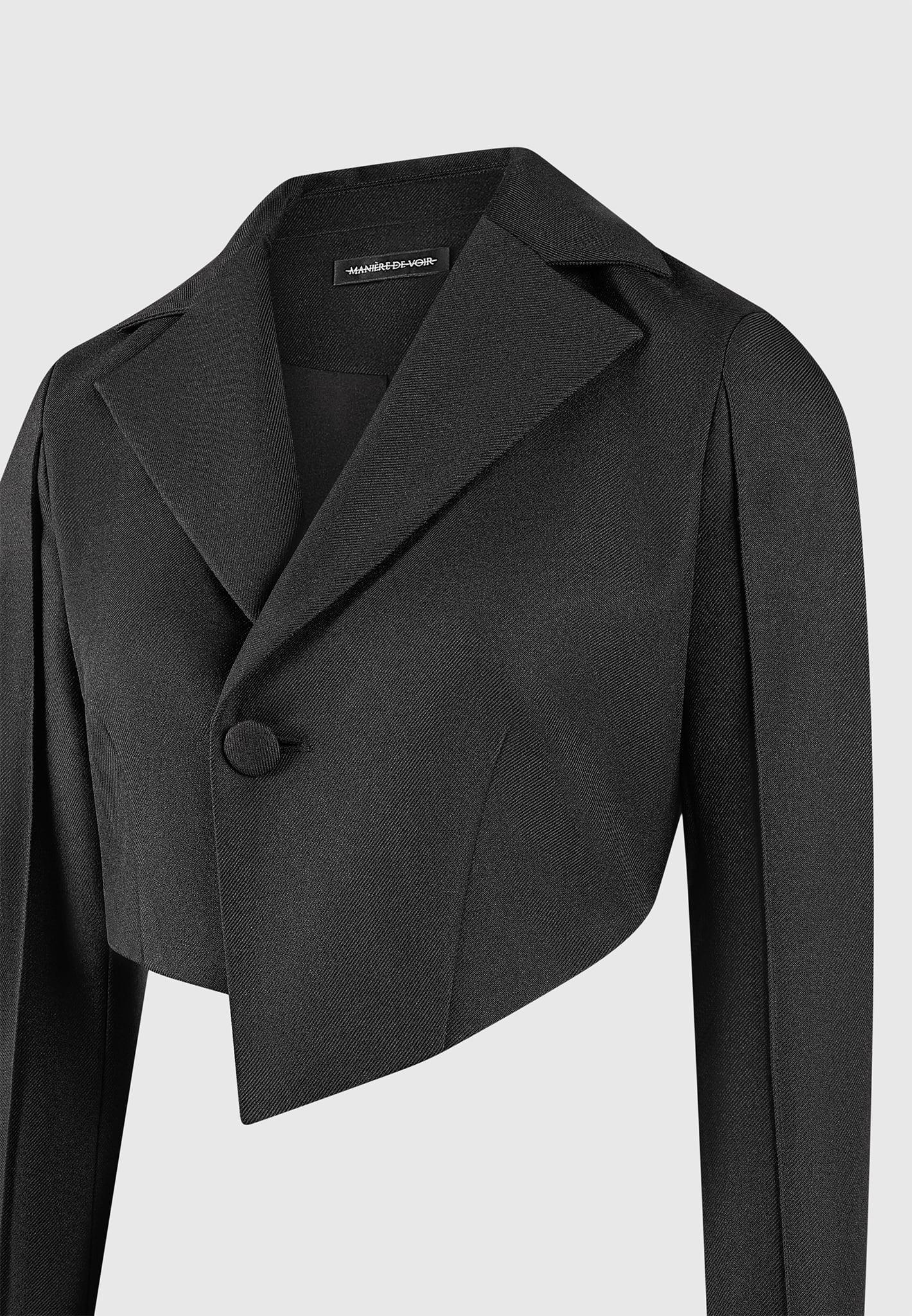 Asymmetric Tailored Cropped Blazer - Black Female Product Image