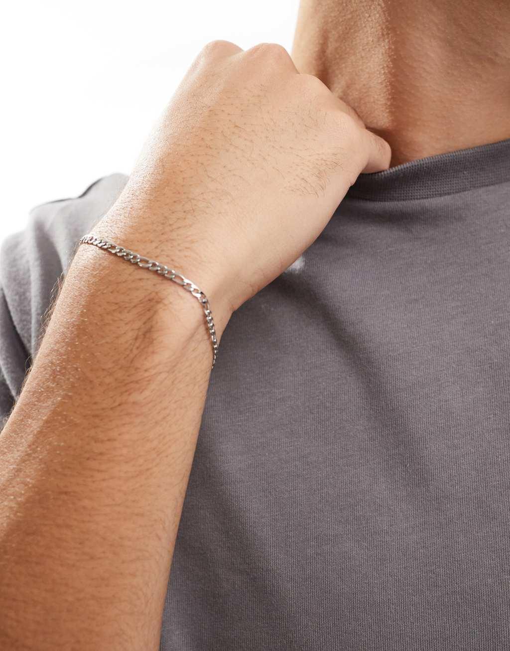 Icon Brand 3mm figaro chain bracelet in stainless steel Product Image